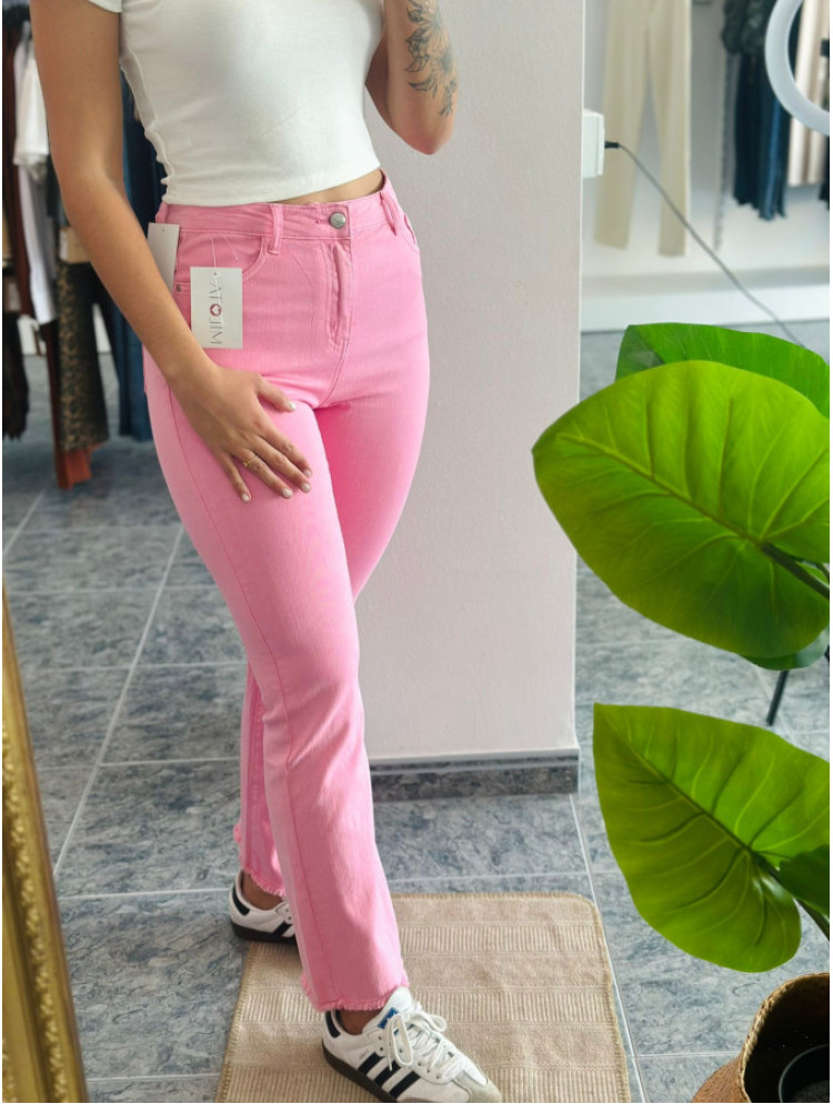 PANTALON denim rosa