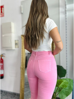 PANTALON denim rosa