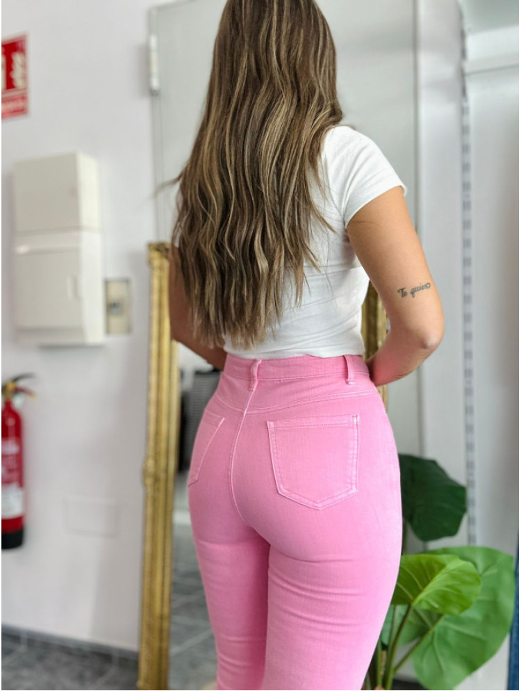 PANTALON denim rosa