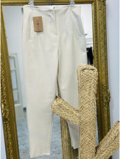 PANTALON pinza alto beige